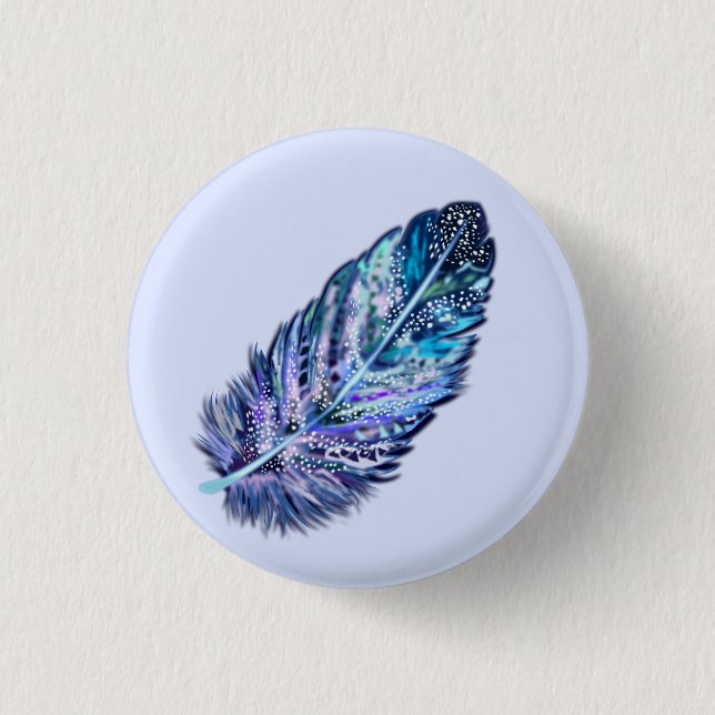 Beautiful Feather Blue Button - Custom Colors (Front)