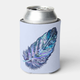 Can Coolers with Feathers  Personalized Feather Can and Bottle