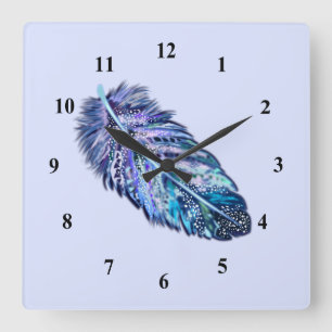 Beautiful Feather - Choose your color Square Wall Clock