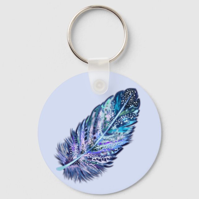 Beautiful Feather Keychain - Custom Colors (Front)