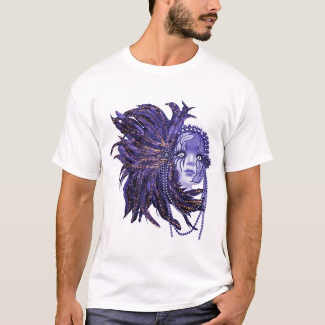 Beautiful Feathered Woman Tee for Men in Purple (Front)