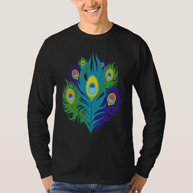 Beautiful Feathers Bird Animal Lover Peacock T-Shirt (Front)