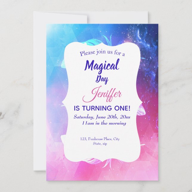 Beautiful Feathers in Space.                       Invitation (Front)