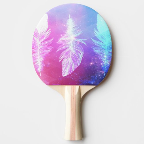 Beautiful Feathers in Space Ping Pong Paddle