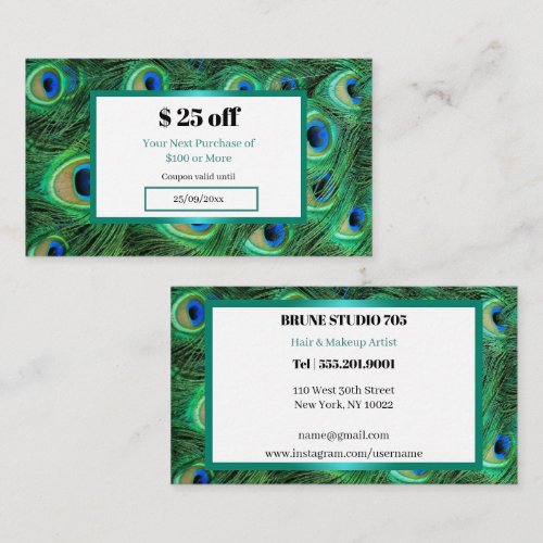 Beautiful Feathers of a Peacock’s tail Discount Card