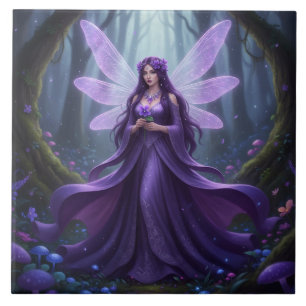 Beautiful February Amethyst Fairy Ceramic Tile