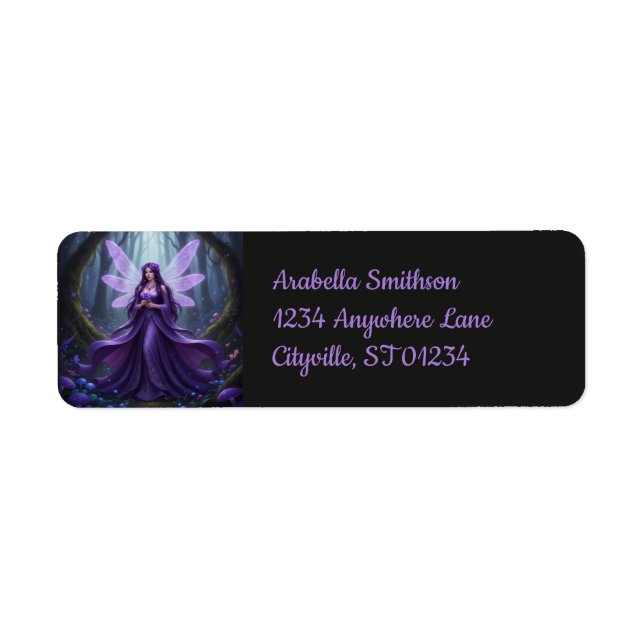 Beautiful February Amethyst Fairy Label (Front)