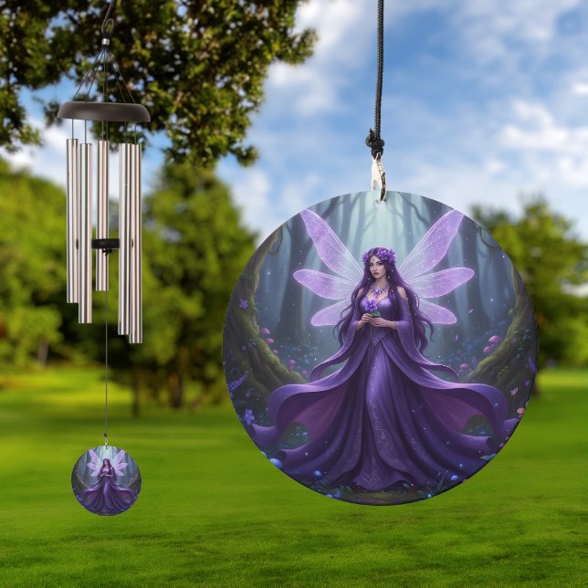 Beautiful February Amethyst Fairy Wind Chime (Outdoor)