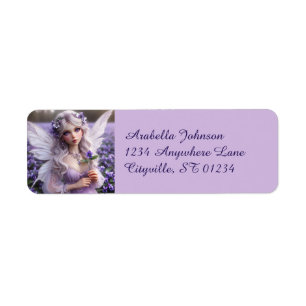 Beautiful February Fairy in Violets Label