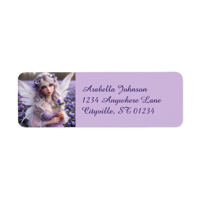 Beautiful February Fairy in Violets Label (Front)