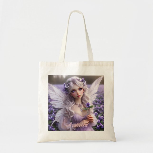 Beautiful February Fairy in Violets Tote Bag (Front)