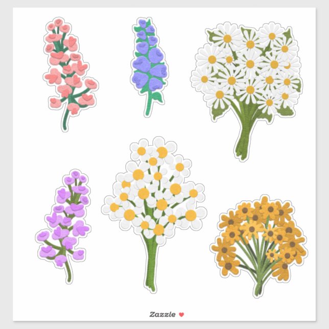 Beautiful Felt Look Flower Bouquets Daisies  Sticker (Sheet)