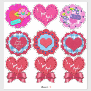 Beautiful Felt Look Valentine's Day Rounds  Sticker