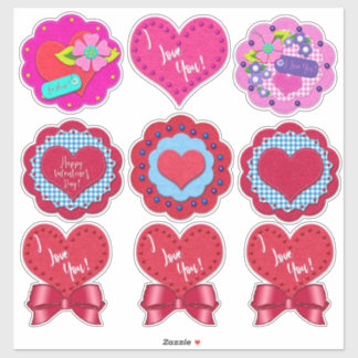 Beautiful Felt Look Valentine's Day Rounds Sticker