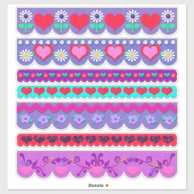 Beautiful Felt Style Valentine's Day Borders