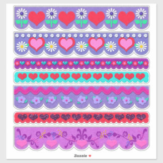 Beautiful Felt Style Valentine's Day Borders Sticker