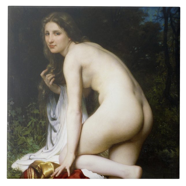 Beautiful Female Bather (by Bouguereau) Ceramic Tile (Front)