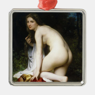Beautiful Female Bather (by Bouguereau) Metal Ornament