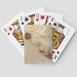 Beautiful Female Body with Red Stockings Poker Cards