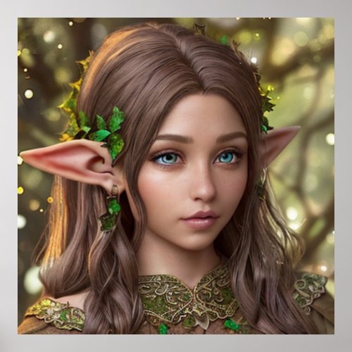 Beautiful Female Elf Colorful Poster Gift