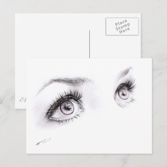 Beautiful female eyes Drawing Minimalist art Postcard (Front/Back)