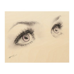 Beautiful female eyes Drawing minimalist Wood Wall Decor