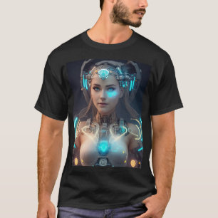 Beautiful Female Glowing Cyborg T-Shirt