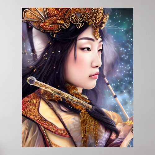 Beautiful Female Mage Colorful Poster Gift