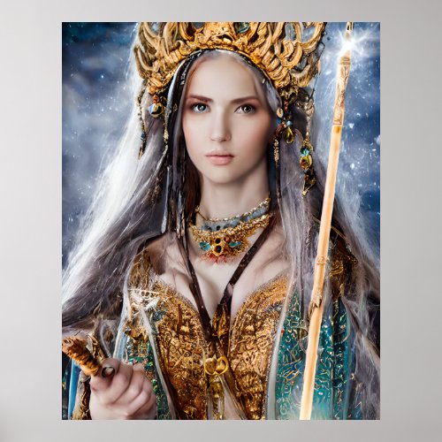Beautiful Female Mage Colorful Poster Gift