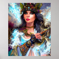 Beautiful Female Wizard Colorful Poster Gift