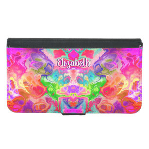 Beautiful feminine acrylic pour painting pattern samsung galaxy s5 wallet case