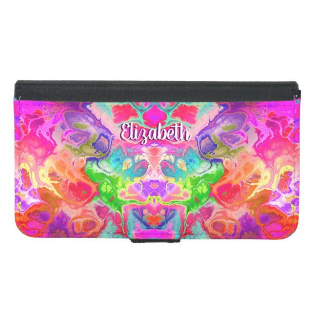 Beautiful feminine acrylic pour painting pattern samsung galaxy wallet case (Front (Horizontal))