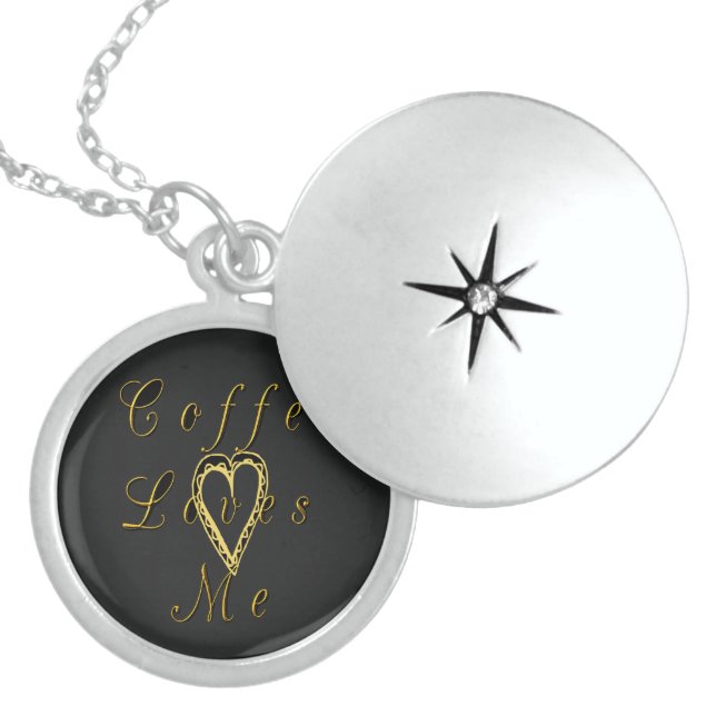 Beautiful Feminine inspirational Coffee Lovers Art Sterling Silver Necklace (Front)