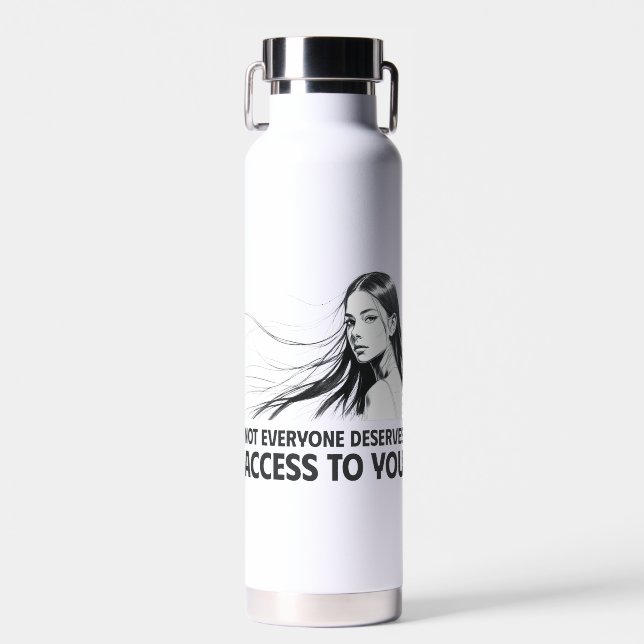Beautiful Feminine Line Art - Who Deserves You Water Bottle (Front)