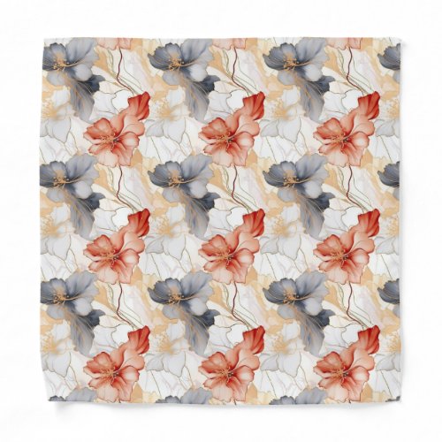 Beautiful Feminine Peach Blue and White Floral Bandana