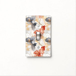 Beautiful Feminine Peach Blue and White Floral Light Switch Cover