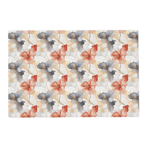 Beautiful Feminine Peach Blue and White Floral Placemat