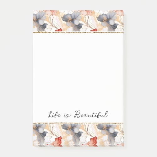 Beautiful Feminine Peach Blue and White Floral Post_it Notes