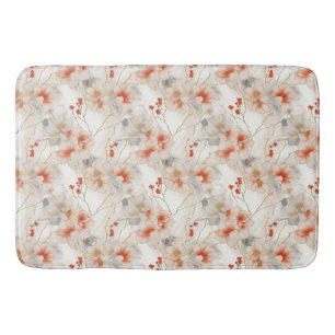 Beautiful Feminine Peach Red Floral Bath Mat