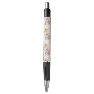 Beautiful Feminine Peach Red White Floral Pen