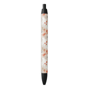 Beautiful Feminine Peach Red White Floral Pen