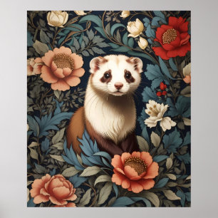 Beautiful Ferret William Morris Inspired  Poster