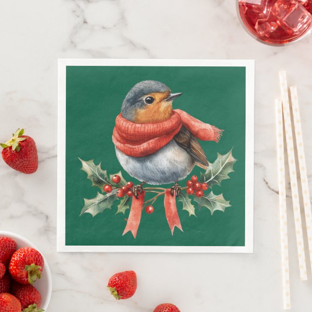 Beautiful Festive Bird Paper Dinner Napkins (Insitu)