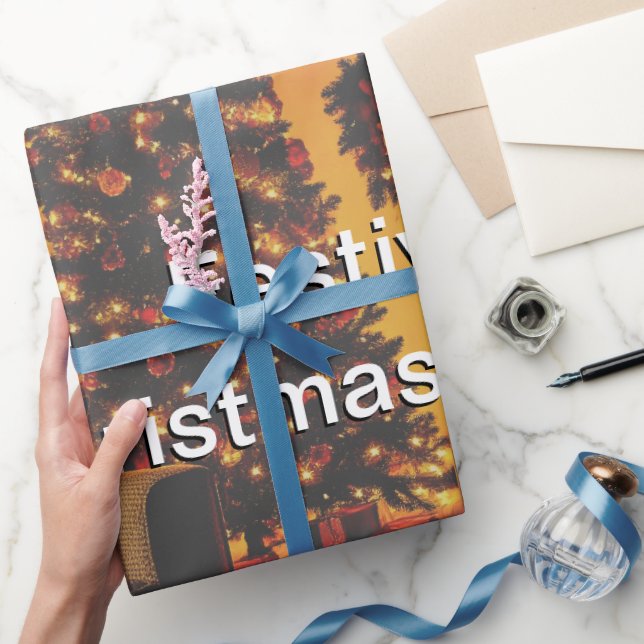 Beautiful Festive Christmas Scene Gifts Wrapping Paper (Gifting)