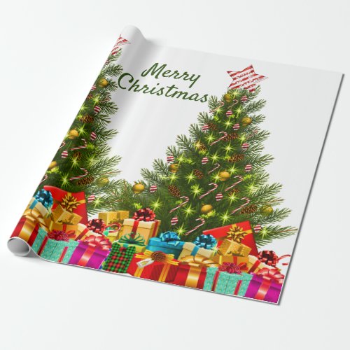 Beautiful Festive Christmas Trees Gift Packages Wrapping Paper