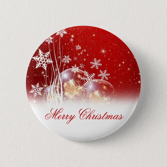Beautiful festive “Merry Christmas” illustration Button (Front)