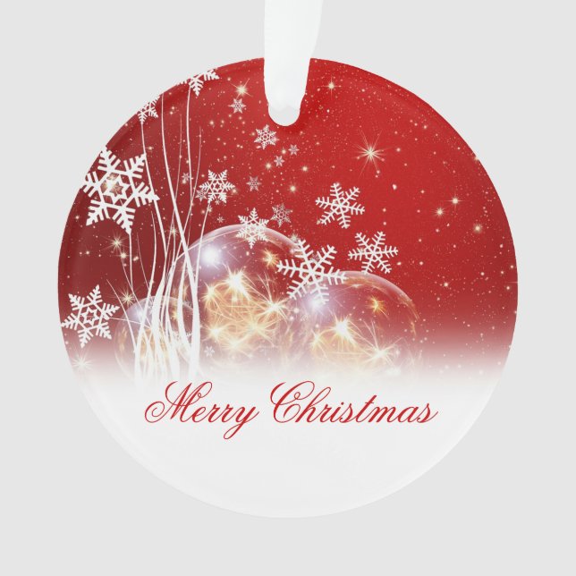 Beautiful festive “Merry Christmas” illustration Ornament (Front)