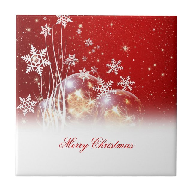 Beautiful festive “Merry Christmas” illustration Tile (Front)