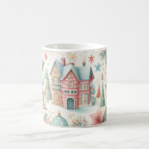 Beautiful Festive Village House Vintage Christmas Coffee Mug