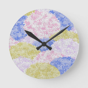 Beautiful Fields Of Hydrangeas Round Clock